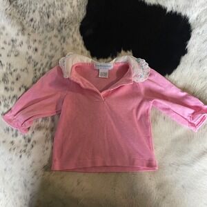 Vintage OshKosh Bgosh Baby Girl Pink Embroidered Collar Long Sleeve Top 3-6 M